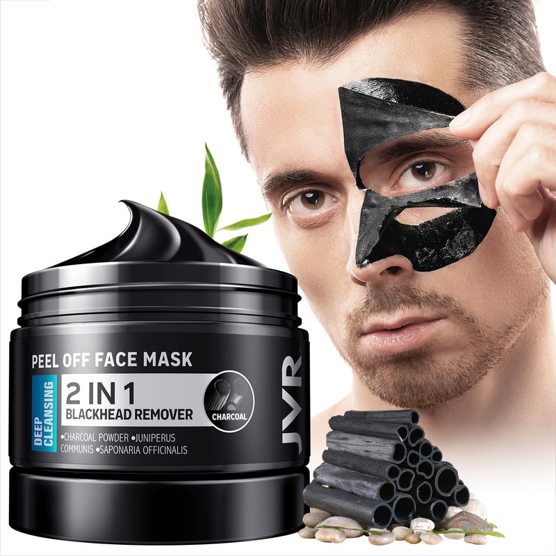 JVR Peel Off Face Mask Blackhead Remover Mask for Men Charcoal Peel Off Black Mask Facial Mask Purifying and Deep Cleansing for All Skin Types 846 OZ